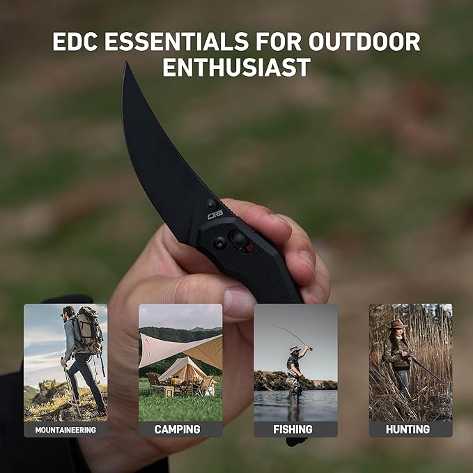 CJRB Nanner Pocket Knife, 3.23'' AR-RPM9 Steel Blade with G10 Handle, Sharp EDC Knife with Crossbar Lock for Camping Hiking, Designed by Dustin Rhodes(J1955 Black)