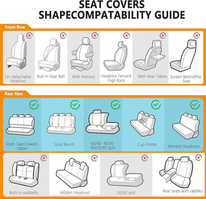 Car Seat Covers , Luxury Breathable Waterproof Faux Leatherette Car Seat Covers Cushion Protectors with Lumbar Support, Car Seat Cushion, Universal Fit Most Cars (Black-Gray, Front Seats - 2 PCS)