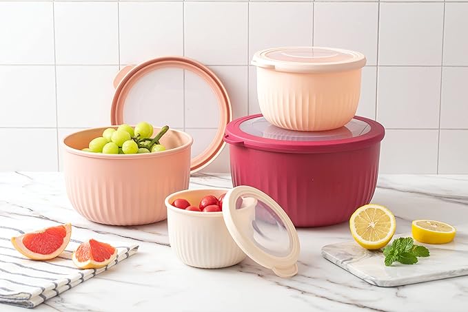 COOK WITH COLOR Prep Bowls with Lids- Wide and Deep Nesting Plastic Small