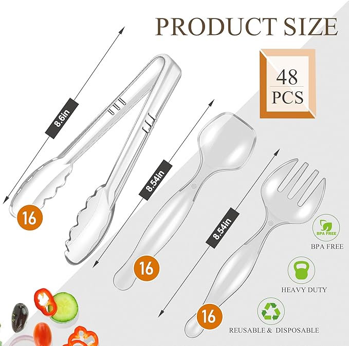 Mwellewm 48Pcs Plastic Serving Utensils Disposable Serving Spoons