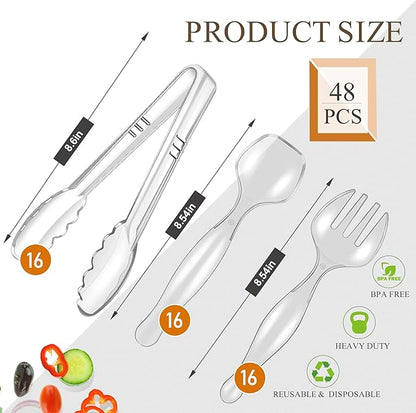 Mwellewm 48Pcs Plastic Serving Utensils Disposable Serving Spoons
