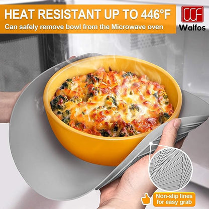 Walfos Silicone Microwave Mat & Lid Set, Heat Resistant Multi-Purpose Trivet