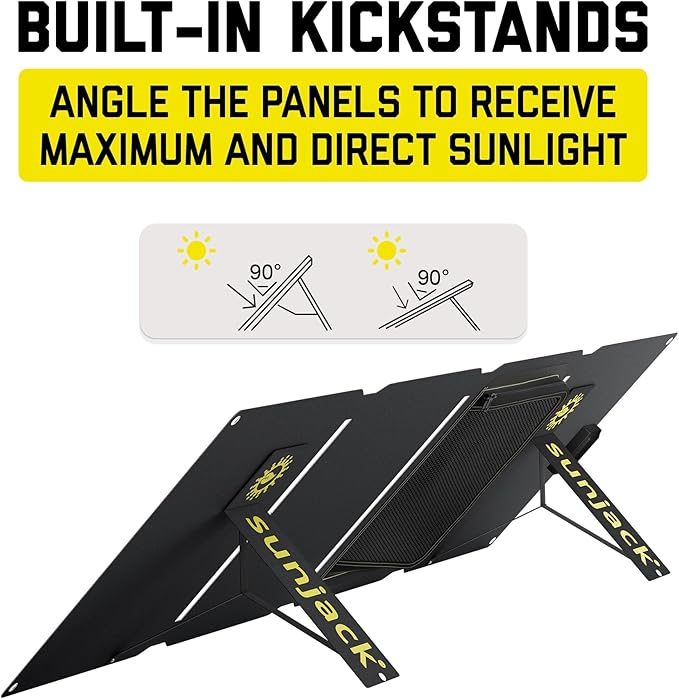SunJack ??60 Watt Foldable Solar Panel, ETFE Waterproof Portable Solar Panel with Kickstands, USB-C PD30W, USB-A QC3.0, DC Output, Solar Panels for Camping, Hiking, Emergency Power