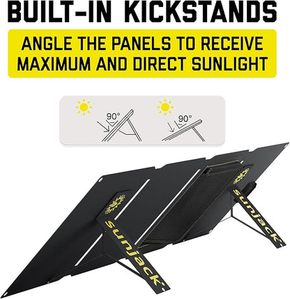SunJack ??60 Watt Foldable Solar Panel, ETFE Waterproof Portable Solar Panel with Kickstands, USB-C PD30W, USB-A QC3.0, DC Output, Solar Panels for Camping, Hiking, Emergency Power
