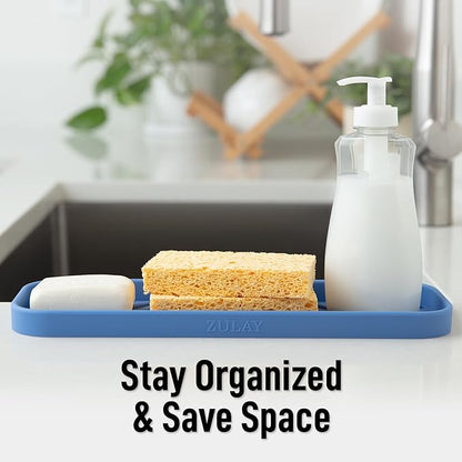 Zulay Kitchen Large Silicone Sponge Holder – Flexible Sink Organizer Tray