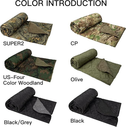 Military Poncho Liner 55”x 79” Camping Blanket Insulation Compact Waterproof for Travel Stadium Outdoor Camping