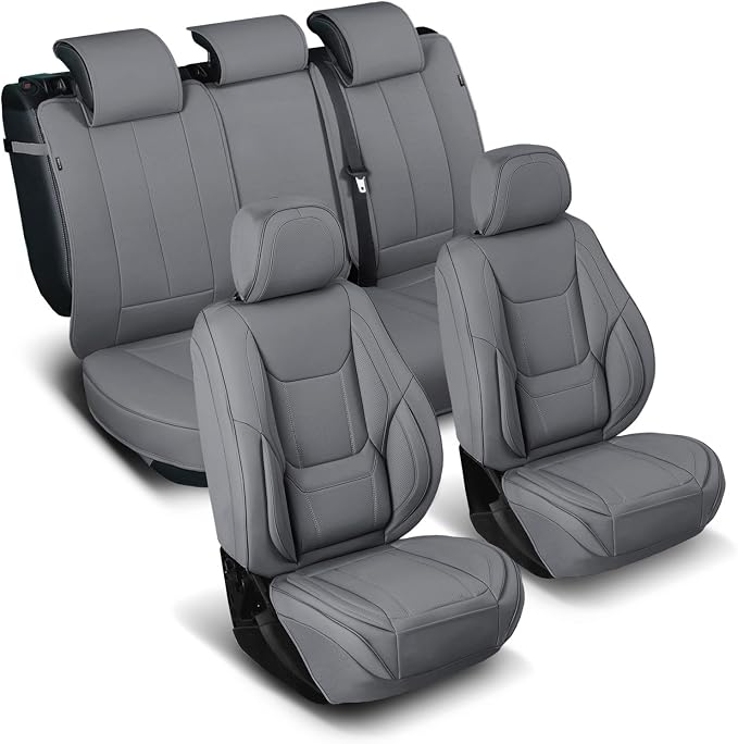 Coverland Custom Fit Car Seat Covers for SUV Compatible with [2008-2018 BMW X5] Premium Car Seat Cover Water Resistant Leather Non-Slip Interior Protecto [Full Set Dark Gray - Size Chart X86]
