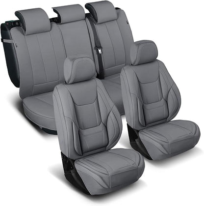 Coverland Custom SUV Car Seat Covers Full Set for [2003-2018 Porsche Cayenne] - Protector Car Seat Cover Water Resistant Leather Memory Form Back Support Seat Cushion [Full Set-Dark Gray]