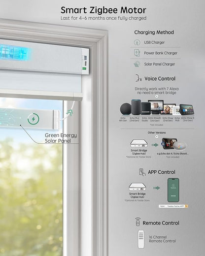 Yoolax Smart Blinds, Motorized Cellular Shades Compatible