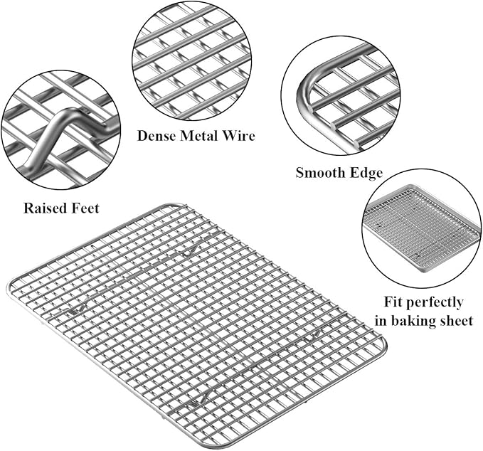 Baking Sheet with Rack Set, Wildone Stainless Steel Cookie Sheet Baking Pan