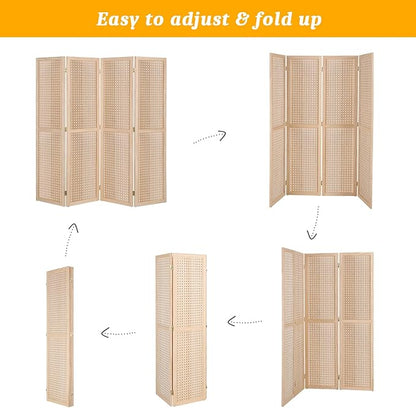 Bonnlo 4 Panel Pegboard Freestanding, 5 FT Portable Display Board Organizer