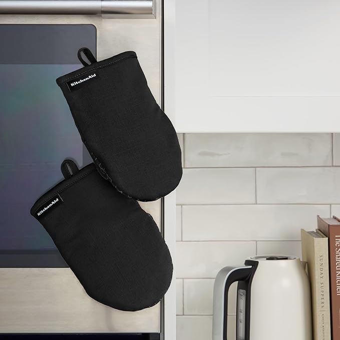 KITCHENAID Gourmet Series Gridlines Mini Oven Mitts 2-Pack Set, Heat Resistant