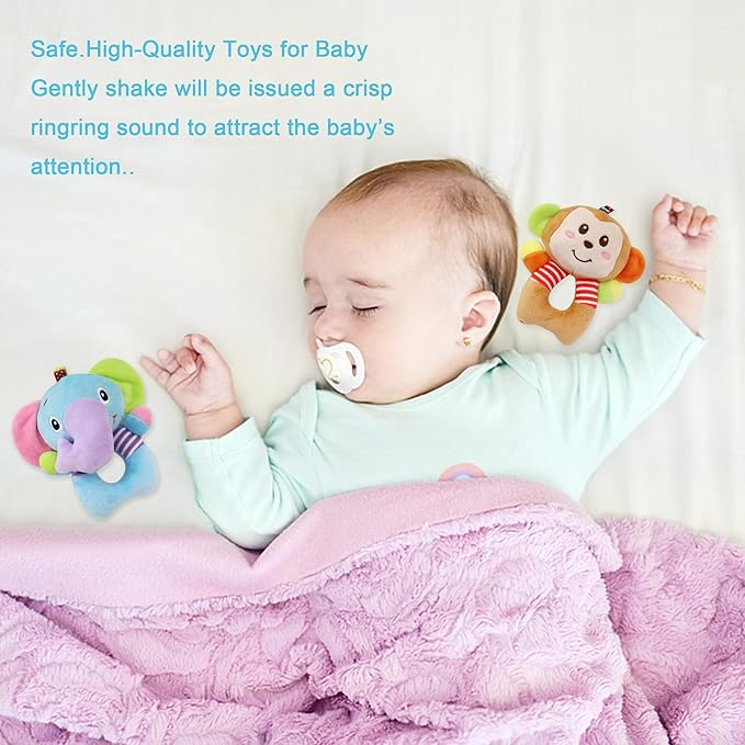 BLOOBLOOMAX Sock rattles for Babies 0-24 Months Baby Animal Foot Finder Educational Toys