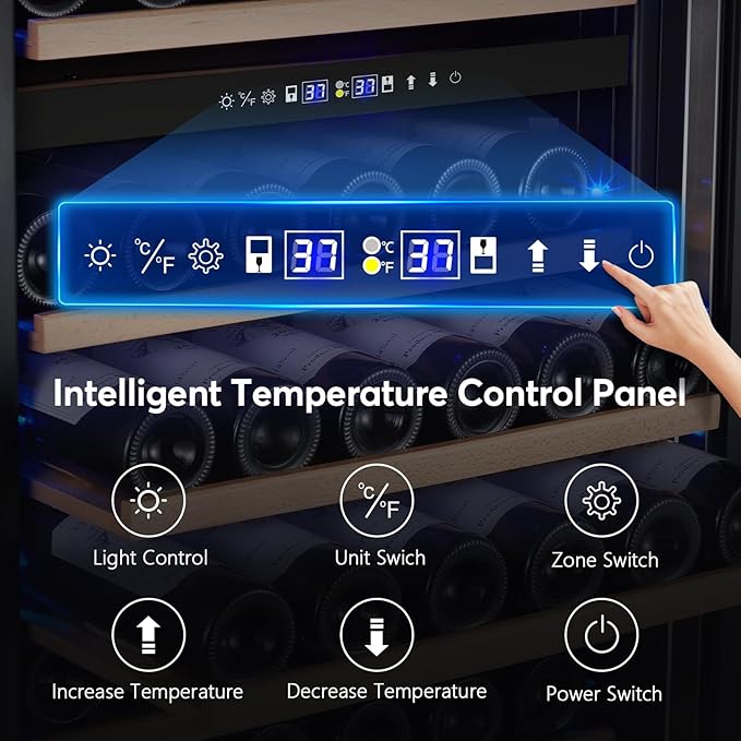 Wine Fridge Freestanding Dual Temperature Zone, Wine Cooler Refrigerator