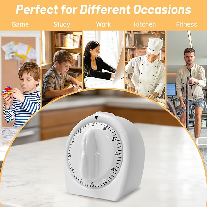 Kitchen Timers for Cooking, 60 Minute Wind Up Timer, Visual Mechanical Timer