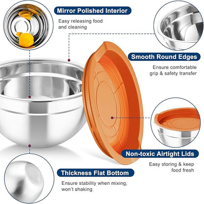 TeamFar Mixing Bowls with Lids,