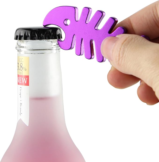 SWATOM Fish Bone 6PCS Bottle Opener Keychain Beer Openers Tool Key Chain Ring