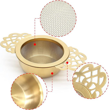 Bonsicoky 2 Pack Tea Strainer Bowl, Stainless Steel Loose Leaf Tea Filter
