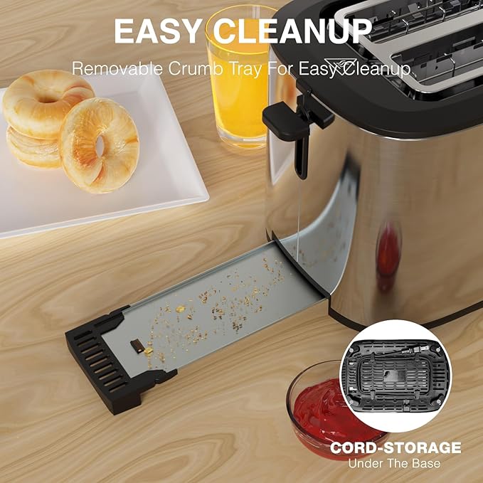 Toaster 4 Slice with Countdown Timer, Extra Wide Slots