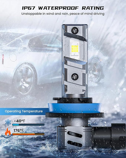 FRANXI H11 Bulbs Fog Lights, H8 H9 H16 Light Kits 60W Super Bright, 6000K Cool White Accessory Light Kit, 1:1 Design with Cooling Fan, Plug and Play, Pack of 2