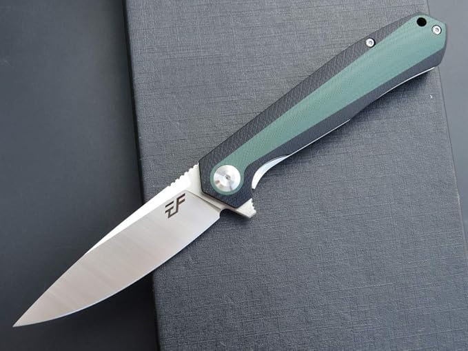 Eafengrow EF964 Pocket Folding Knife G10 Handle D2 Blade EDC Tactical Folder for Outdoor Camping Hiking (Green)