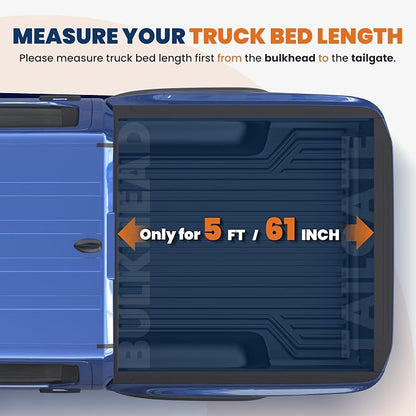 KUIPERAUTO 5FT Fiberglass Tri Hard Compatible for Nissan Frontier 2005-2025 Tonneau Cover Truck Bed Cover Fleetside Bed On Top 60Inch