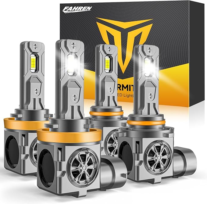 Termitor 9005/HB3 H11/H8/H9 LED Bulbs Combo, 150,000LM insane Brightness, Real 1:1 Mini Size, 6500K White, 70,000Hrs Long Service Life with cooling Fans, Plug N Play, Pack of 4