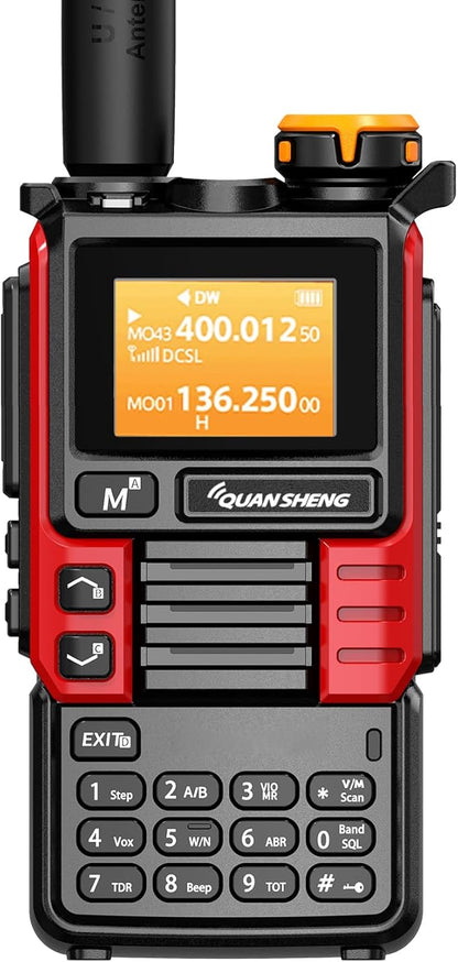 UVK5(99) AM/FM/DTMF Walkie-Talkie 200CH 20-1000MHZ Walkie-Talkie NOAA Weather Forecast with Flash Copy Frequency Tpye-C LCD Display for Hiking Camping Travel Two-Way Radio (Red)
