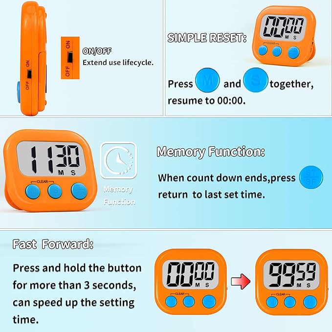 Timer for Kids Teachers Supplies Digital Kitchen Timers for Cooking Large