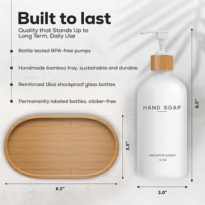 White Glass Hand and Dish Soap Dispenser Set by Brighter Barns