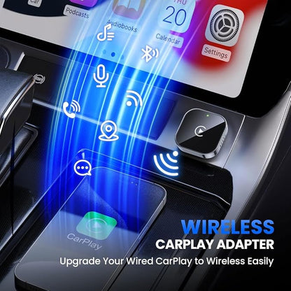 2 in 1 CarPlay Adapter for 911 Speedster 911 GT2 RS, CarPlay Wireless Adapter with Auto Reconnect Fast Pairing Bluetooth Connection Compact USB Dongle,A/Silver-Bottom Heat Dissipation