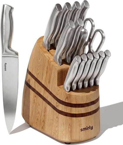 SMIRLY 15 Piece Knife Set with Block