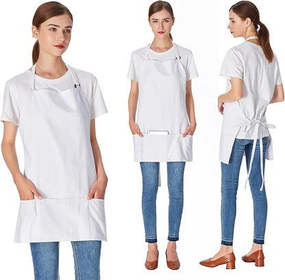 Jubatus 2 Pack 3 Pockets 100% Cotton Adjustable Bib Apron Chef Kitchen Cooking