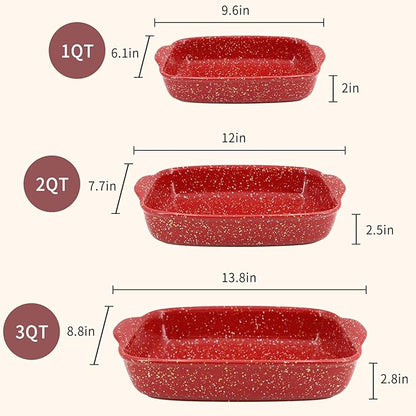 3-Pack Ceramic Lasagna Pan, Heavy-Duty Rectangular Baking Dishes, High Heat