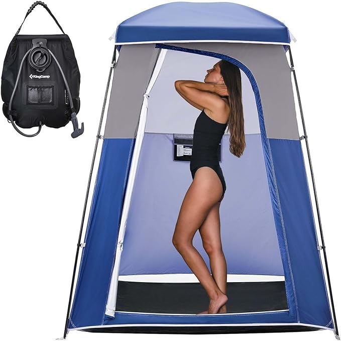KingCamp Shower Tent, Portable Privacy Tent Outdoor Camping 1/2 Room Toilet Tents with Shower Bag & Dressing Room for Beach, Camping & Hiking