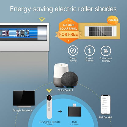 DENFOON Motorized Blinds with Remote, Thermal Electric Blinds【Solar Panel】