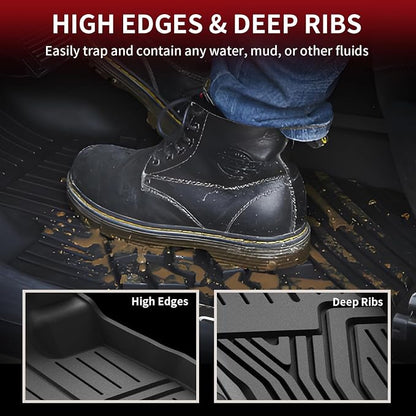 LASFIT Floor Mats for Honda Pilot 2023 2024 2025 2026 (7&8 Seats), All Weather Custom Fit TPE Odorless Anti-Slip Floor Liner 1st & 2nd & 3rd Row, Black