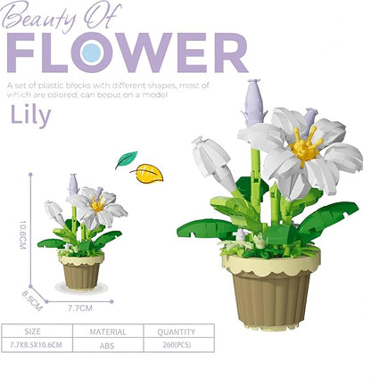 Party Favors for Kids, Tiny Plants Mini Flowers Building Blocks Set for Classroom Prize, Flowers Building Toy, Birthday Gifts for Boys Girls (Lily+Carnation)