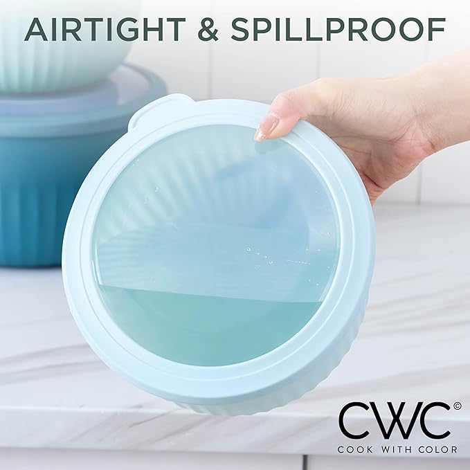 COOK WITH COLOR Prep Bowls with Lids- Wide and Deep Nesting Plastic Small