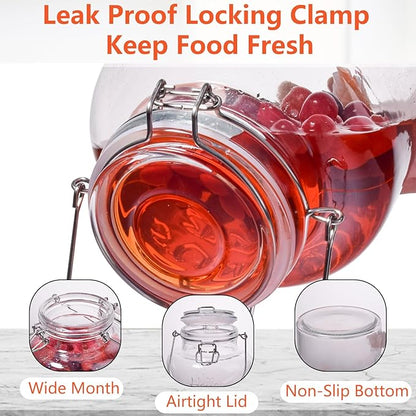 Glass Beverage Dispenser with Airtight Lid and Handle, 0.8 Gallon Drink
