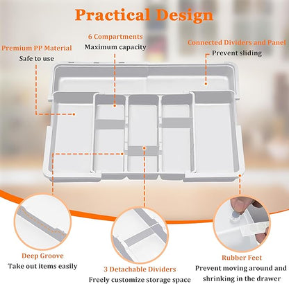 Spaclear Large Utensil Drawer Organizer Expandable Silverware Organizer