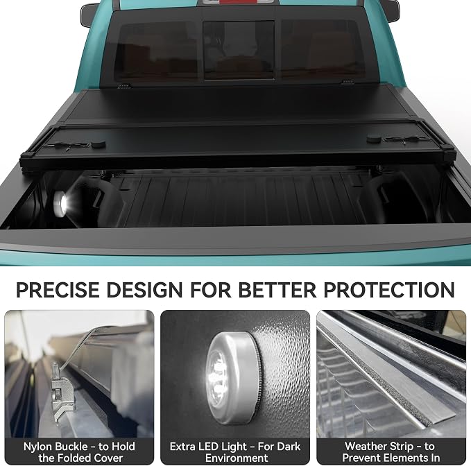 AUTOSAVER88 FRP Hard Tri-fold Truck Bed Tonneau Cover Compatible with Dodge Ram 1500 2002-2026 (Classic & New), Fit for Dodge Ram 2500 3500 2003-2026 6.4ft Bed Without Rambox