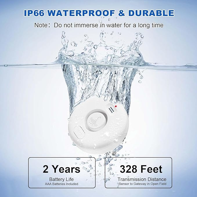 WiFi Water Leak Detectors 5 Pack, 120dB Adjustable Loud Water Leak Sensor