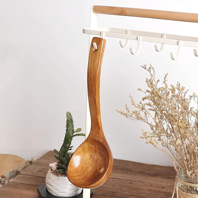 Wooden Spatula, Slotted Turner, Soup Ladle, Long Handle Utensils Set, Handmade