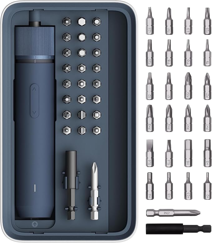 HOTO Electric Screwdriver Kit, Upgraded 1/4'' Hex 25 Bits, Magnetic Lid
