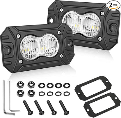 Flush Mount LED Pods, AKD Part 40W CREE LED Flush Mount Fog Lights Backup Reverse Lights Pods Offroad Driving Flood Bumper Light Bars for Trucks Pickup UTV ATV SUV