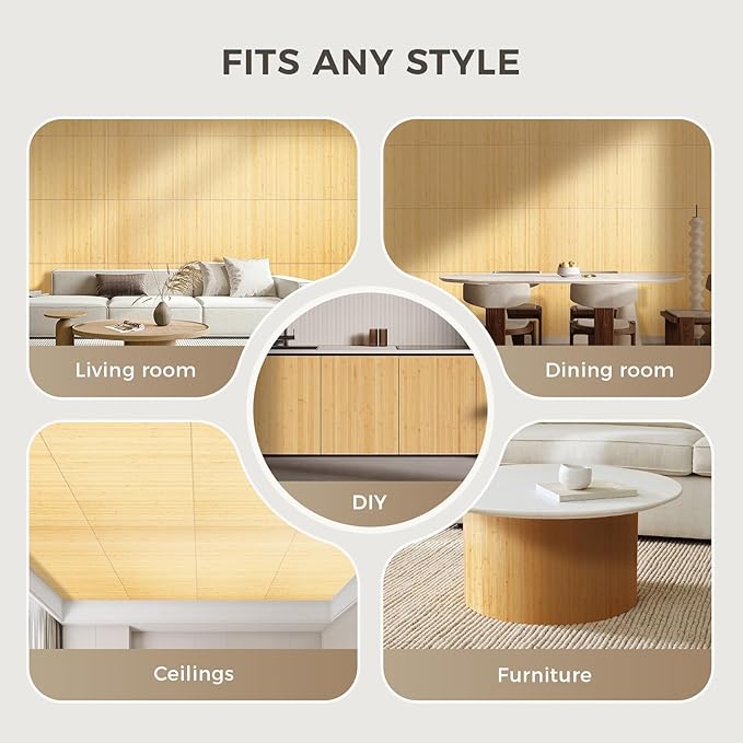 OUZUGIE 1 Pack 96x24 Inch Natural Bamboo Wall Panel – Carbonized Pole Wrap