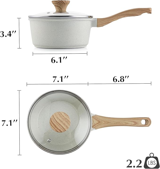SENSARTE White Ceramic Nonstick Saucepan