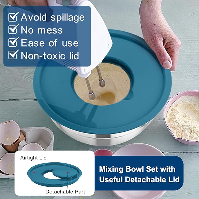 TeamFar Mixing Bowls with Lids,
