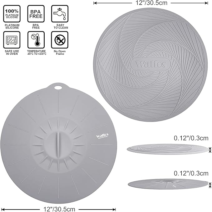 Walfos Silicone Microwave Mat & Lid Set, Heat Resistant Multi-Purpose Trivet